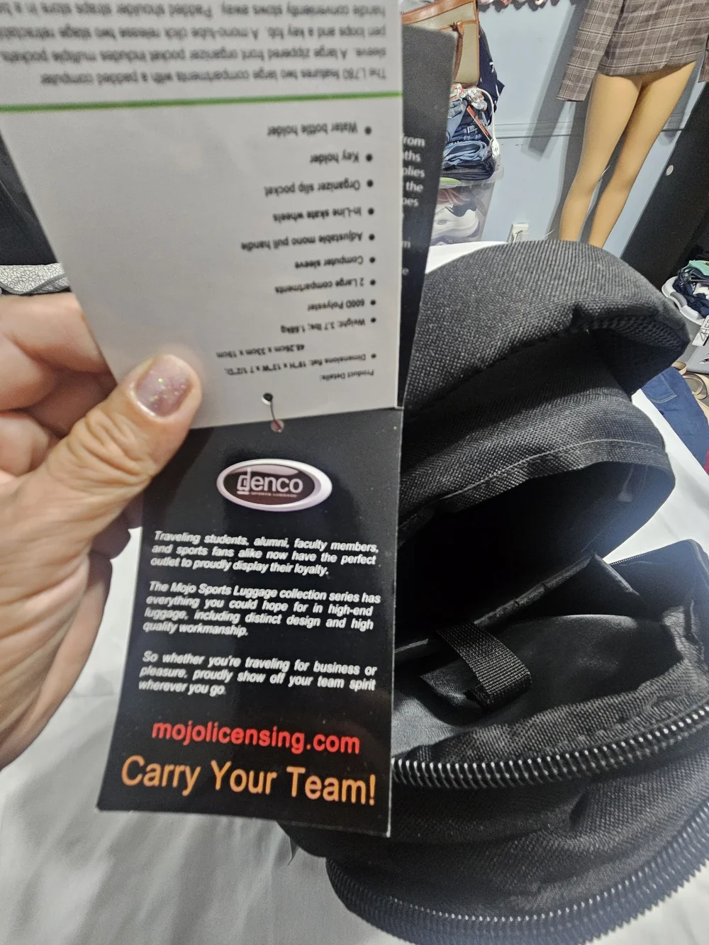 Glenco Black Backpack with Branded Luggage Tag